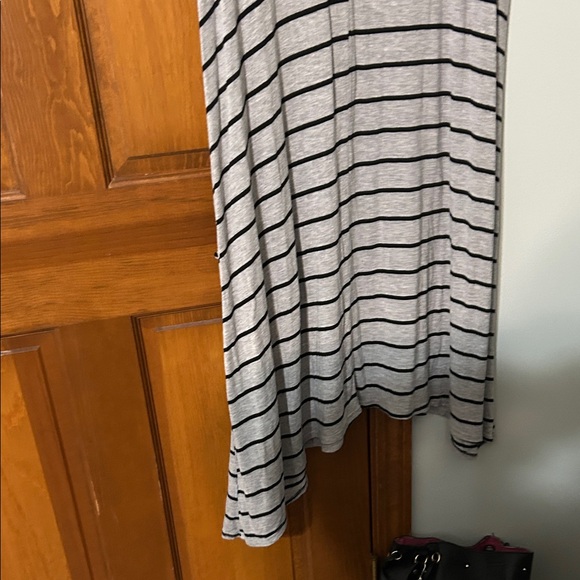 Gray and Black Striped Dress by Trendyland 2X maxi uneven hem. 21 in armpit - Picture 8 of 12